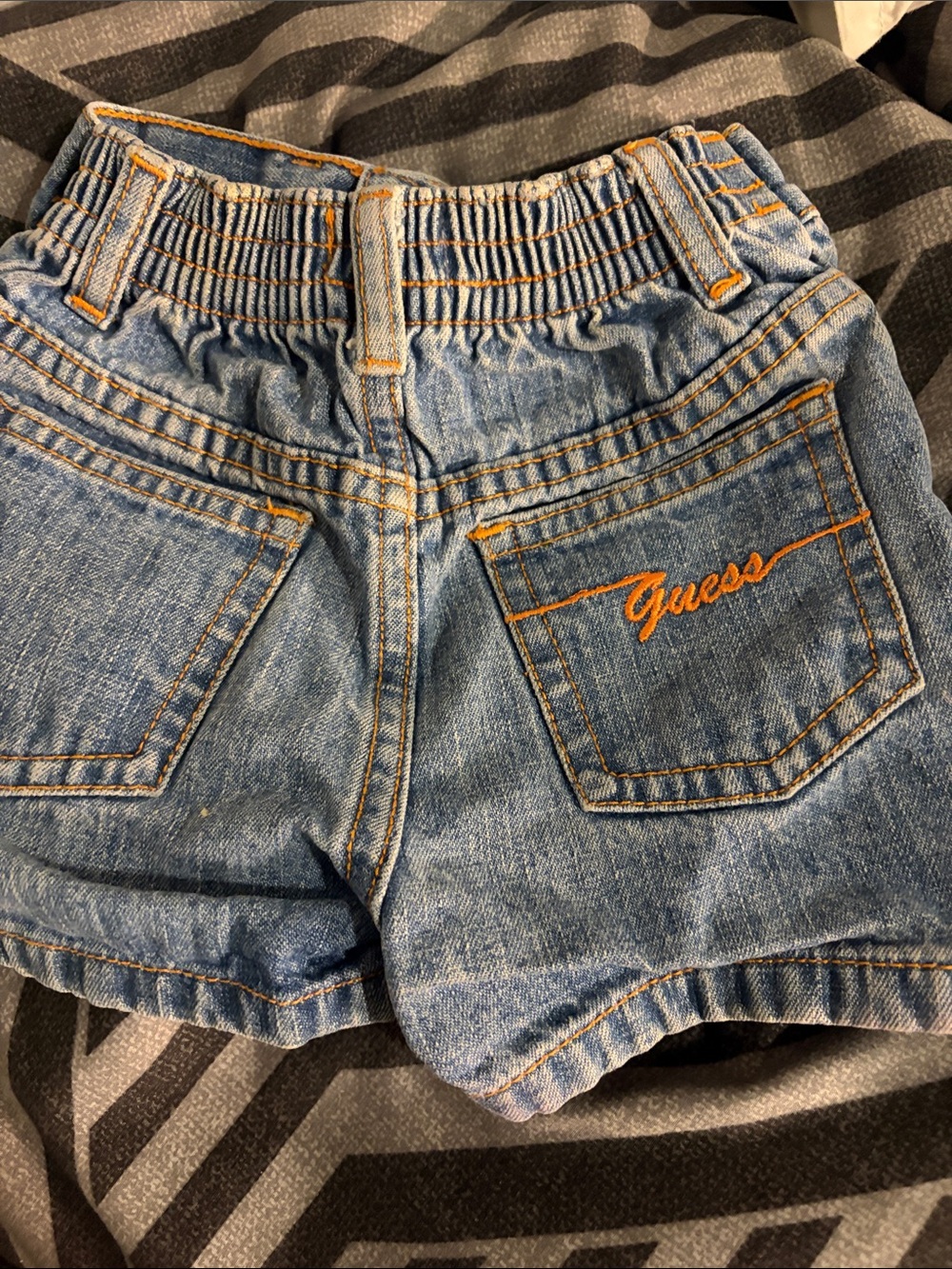Guess vintage light  Blue Denim Shorts with Orange Stitching